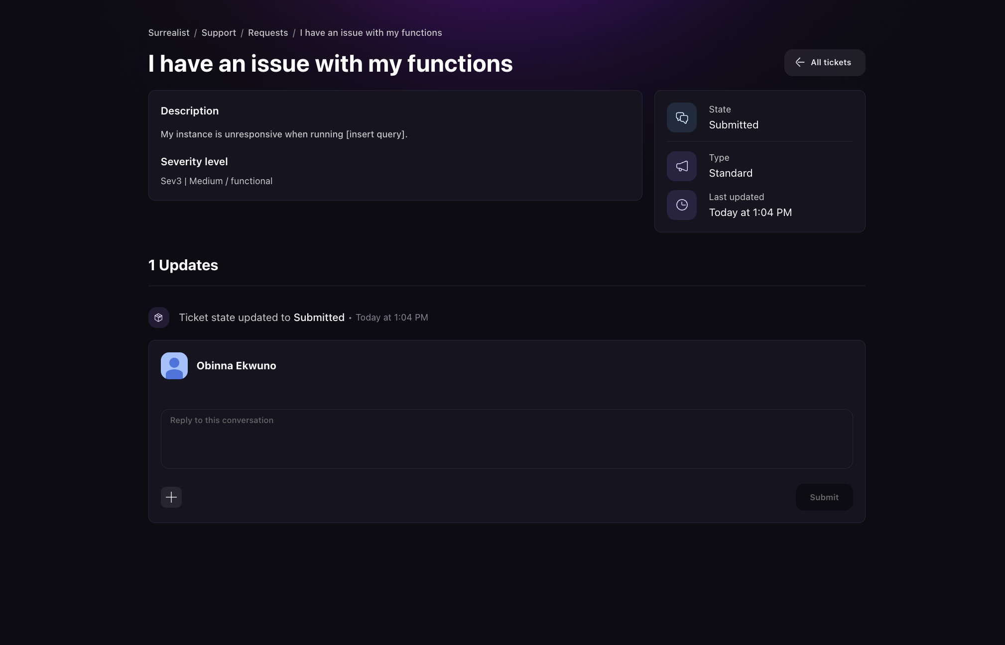 Create support ticket