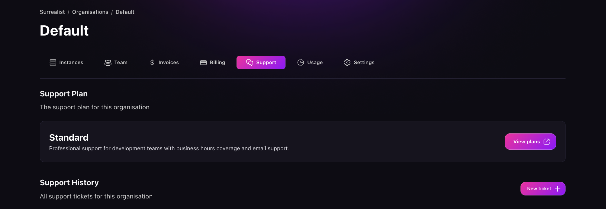 Create support ticket